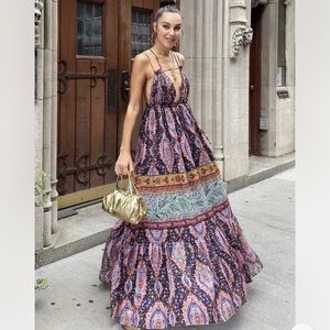 ZARA LONG PRINT DRESS Multicolor